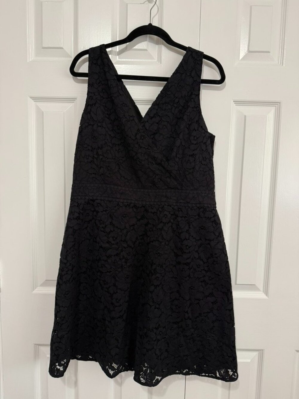 Black Lace Size 14 V Neck Dress from The Loft